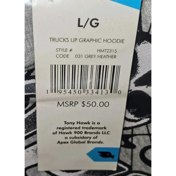 TONY HAWK GRAPHIC HOODIE 'SKULLS & SKATEBOARDING' SWEATSHIRT Size Large - Picture 4 of 6